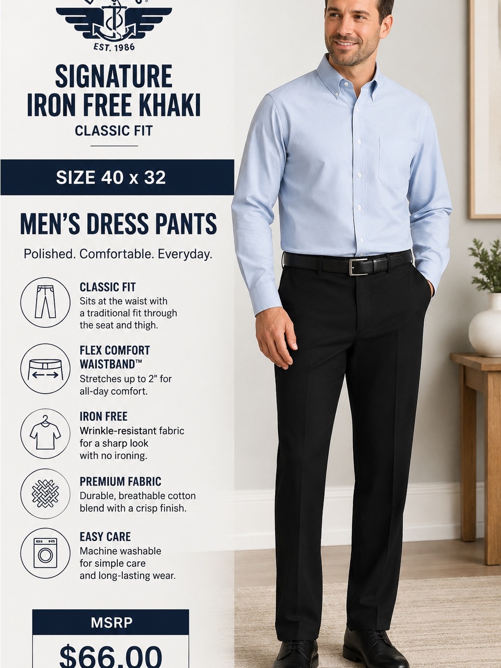 Signature Men’s Dress Chinos - Black